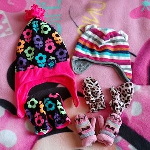 Girls Winter Hat and Mitten Sets